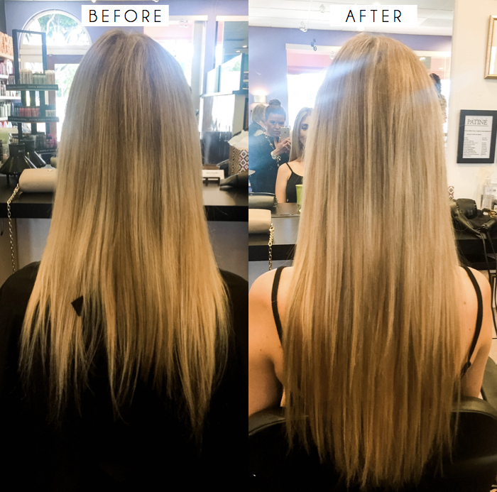 My hair before and after hair extensions