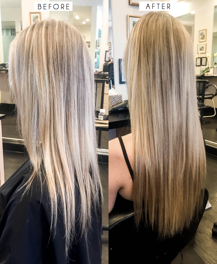 My hair before and after hair extensions